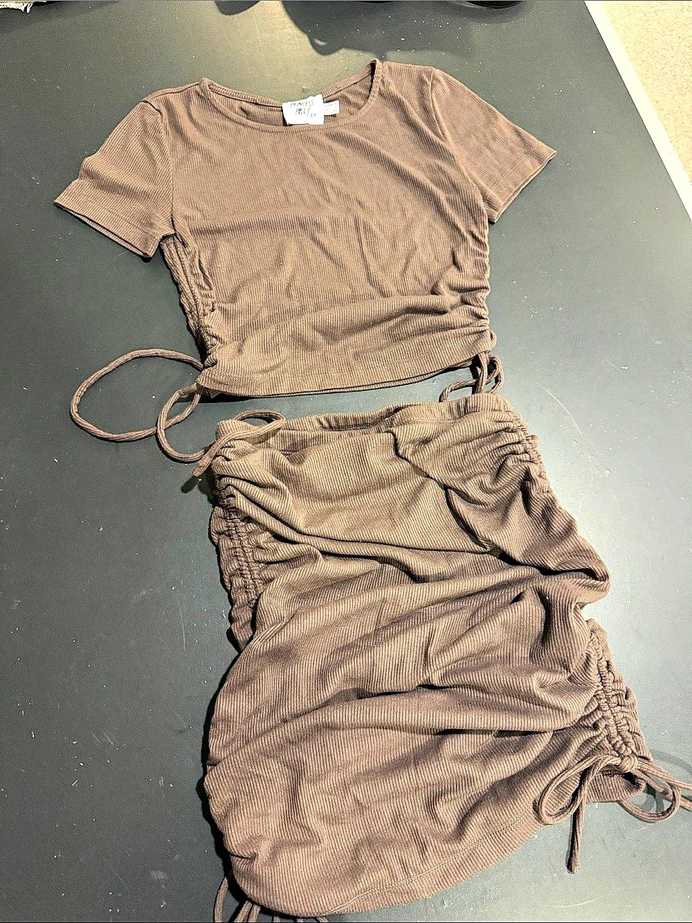 Princess Polly Hannah Set Ruched Brown Mini Dress